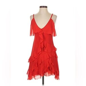 Alice + Olivia Red Ruffled Sleeveless Dress